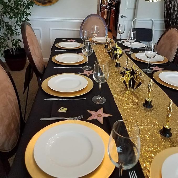 Gold Sequin Table Runner 12 Pack, 12''x108 Glitter Table Runner - Image 4