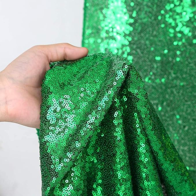 Green Sequin Backdrop Curtains 4 Pcs 2ftx8ft Glitter Shimmer Fabric - Image 3