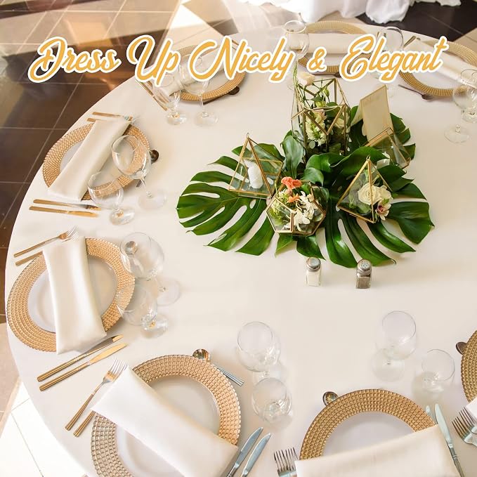 BRILLMAX 4 Pack Ivory Round Tablecloths 108 Inch for 48" Tables | 150 GSM Polyester Fabric, Floor Length Drop, Water, Stain & Wrinkle Resistant Cloth Cover for Wedding Reception Banquet Party - Image 8