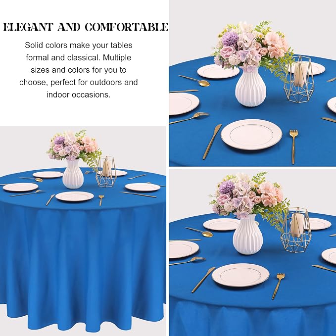 4 Pack Round Tablecloth 90 Inch Polyester Washable Fabric Table Covers for Wedding Dining Table Buffet Parties Banquet Decoration（Blue） - Image 3