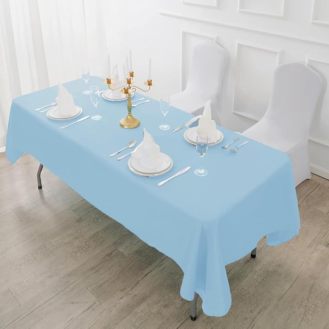 Fokitut 2 Pack Waterproof Rectangle Tablecloth, 90x156 Inch,Stain Resistant and Wrinkle Polyester Table Cloth, Fabric Table Cover for Kitchen Dining, Wedding, Party, Holiday Dinner-Blue Mist - Image 5