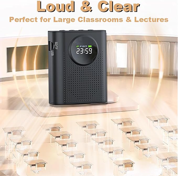BSONE Voice Amplifier with Wireless Microphone for Teachers – Portable Bluetooth Clip-On PA System with Lapel Mic and Speaker for Classroom,Tour Guide, Meeting Presentation, Conference