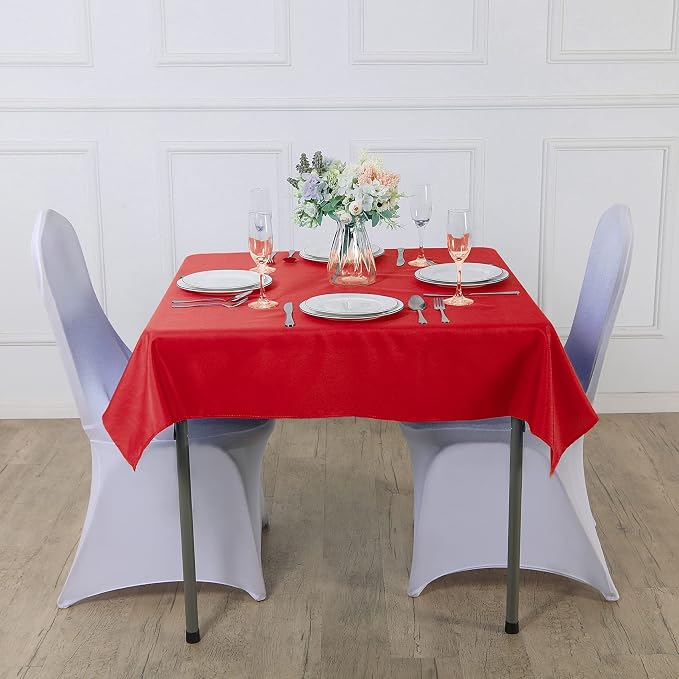 Cupuamon Square Tablecloth 90x90 inch Washable Polyester Fabric Table Cloth for Wedding Party Dining Banquet Decoration（90x90,Red） - Image 6
