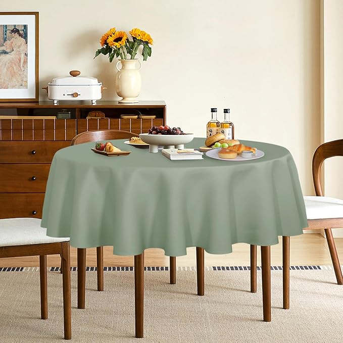 sancua Sage Green Round Tablecloth 60 Inch Diameter for 20-48 Inch Tables - Image 4