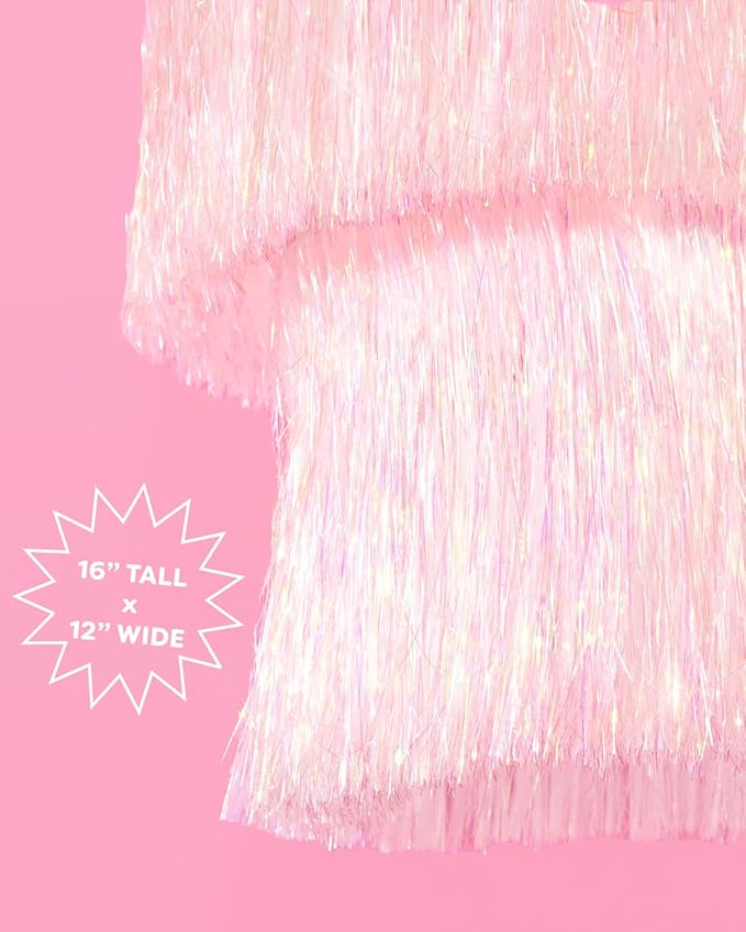 xo, Fetti White Iridescent Fringe Tinsel Chandelier, 16" | Bachelorette Party Decorations, Birthday Photo Booth Supplies, Y2K Bday Decor, Sparkly Backdrop