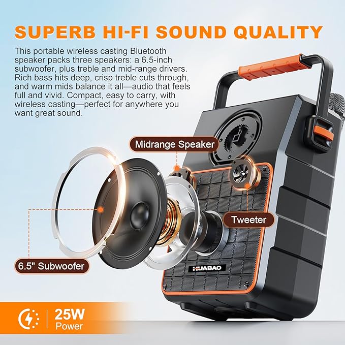 Portable Bluetooth Karaoke Speaker with 14.1” HD Screen, Wireless Screen Mirroring for iOS & Android, 2 Wireless Rechargeable Mics, AUX/USB/TF Card, Dynamic Lyric Display via Bluetooth, Ideal for Home