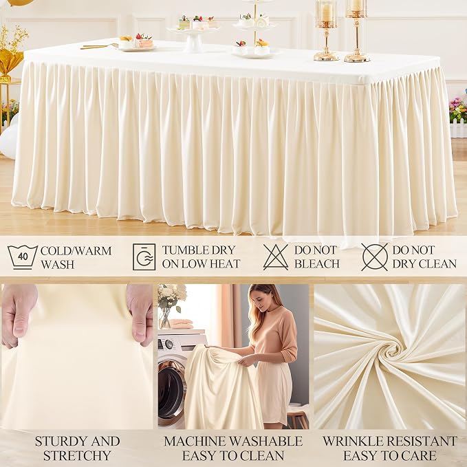 Shillance 2 Pack Ivory Table Clothes for 6 Foot Rectangle Tables, Premium Polyester Rectangle Tablecloth Wrinkle Resistant Washable Table Cover for Wedding, Party, Dining,Banquet,Buffet Tables - Image 8