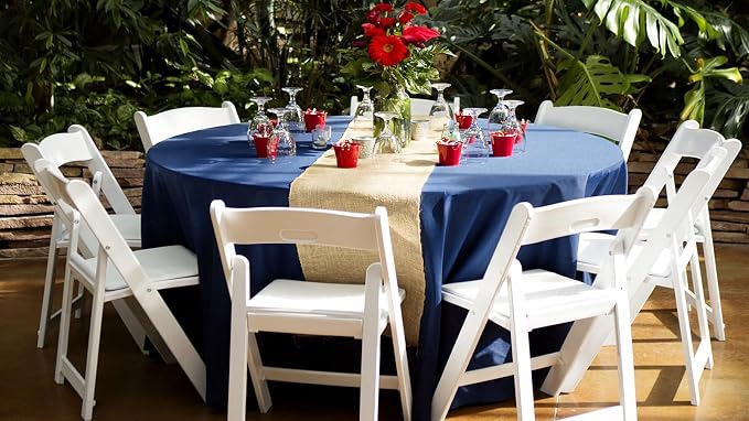 12 Pack Navy Blue Round Tablecloths, 120 Inch Polyester Table Cloth - Image 6