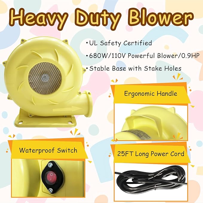 Big Inflatable Bounce House for Party,18.7ft x 13ft,Double Slide,Double Basketball Hoop,Fun Central Obstacle,Throw Ball Game,Reinforced PVC Bounce Floor,Jumping Bouncy Castle Holds 6 Kids