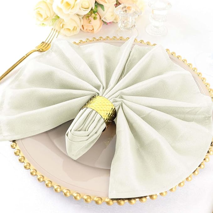 Tableclothsfactory Premium Pack of 100 Premium Ivory 20" x 20" Washable Polyester Napkins Great for Wedding Party Restaurant Dinner Parties for Party & Decorations - Image 2
