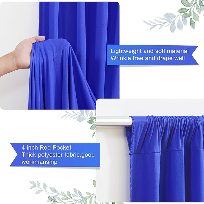 Royal Blue Backdrop Curtains 24 x 10 ft for Photo Background Wrinkle-Free | Soft Polyester Fabric,Natural Drape,Top Rod Pocket,Washable & Reusable,For Wedding Birthday Party Decor,4ft x 10ft 6 Panels - Image 5