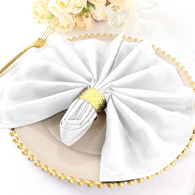 Tableclothsfactory Premium Pack of 100 Premium White 20" x 20" Washable Polyester Napkins Great for Wedding Party Restaurant Dinner Parties for Party & Decorations - Image 2