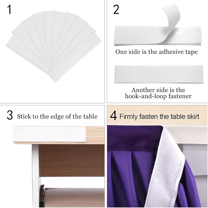 12ft Purple Table Skirt for Rectangle Tables Polyester Table Skirt Desk Skirts Ruffle Table Skirt Cloth for Birthday Party Banquet Purple Theme Party Wedding Bridal Shower Table Skirts - Image 4