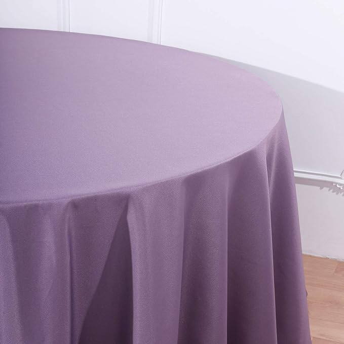 10 pcs 132 inch Violet Amethyst Round Polyester Tablecloths Fabric Table Cover Linens | 132" Washable Fabric Table Cloth Covers for Wedding Party Polyester Reception Buffet Events Catering Dining - Image 2
