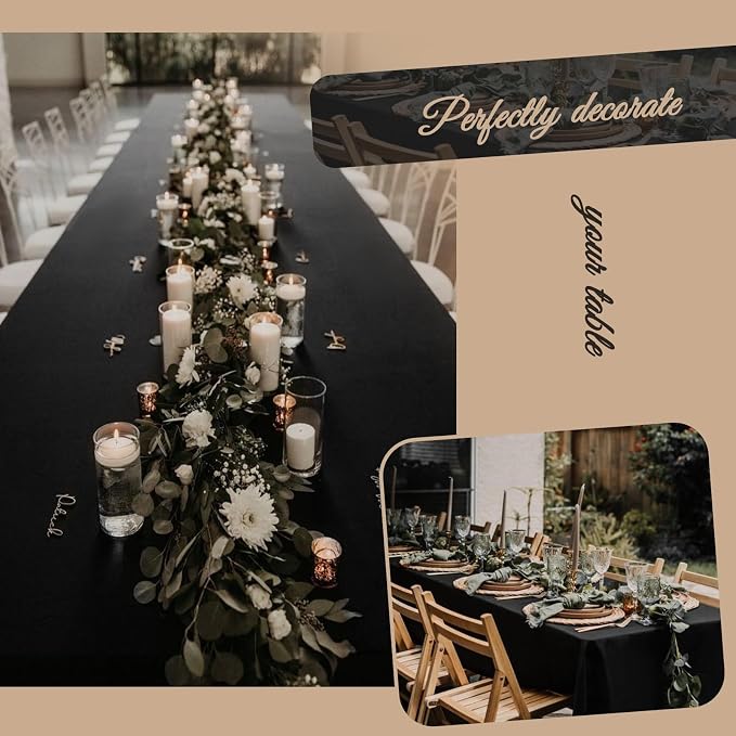 Pesonlook 10Pack Black Tablecloths 90 x 132 Inch, Rectangle Tablecloth for 8ft Table, Tables Polyester Table Cover Washable Cloth Wedding Reception Banquet Party - Image 7