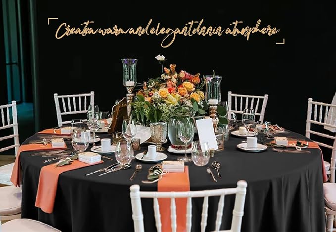 12 Packs 120 Inch Black Round Polyester Tablecloths | Table Cover for Round Tables, Stain and Wrinkle Resistant Washable Table Cloth, Perfect for Wedding Banquet Parties - Image 5