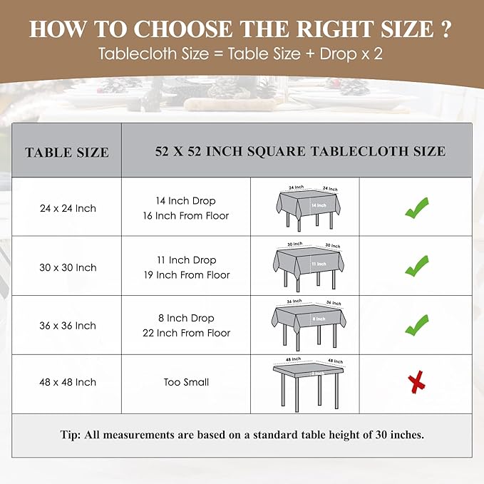 2 Pack Black Square Tablecloths 52x52 Inch for Dining Tables | Washable Decorative Linen Polyester Table Cover for Banquets Buffets Parties and Weddings - Image 3