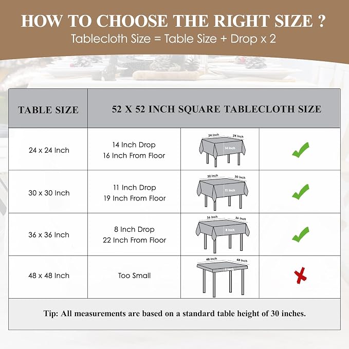 2 Pack White Square Tablecloths 52x52 Inch for Dining Tables | Washable Decorative Linen Polyester Table Cover for Banquets Buffets Parties and Weddings - Image 2