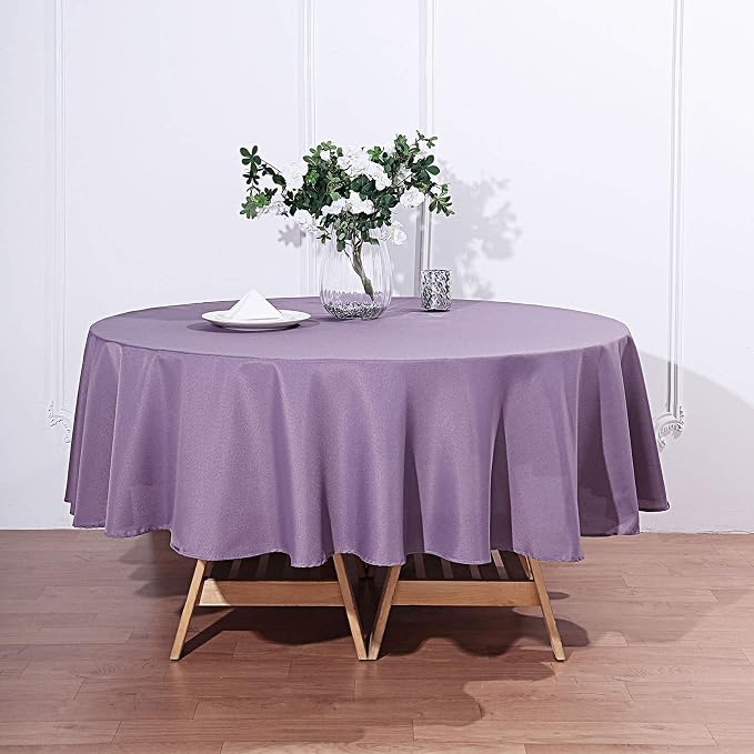 Balsa Circle 6 pcs 90 inch Amethyst Round Washable Polyester Easy-Care Tablecloth for Indoor and Outdoor Bridal Shower Wedding Table Buffet Table Parties Kitchen Dining - Image 2