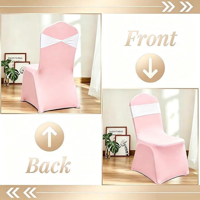 White Chair Sashes Bows 50 Pack, Spandex Blue Chair Cover Bands Ties Without Buckle for Gender Reveal Baby Shower Decoration - Image 4