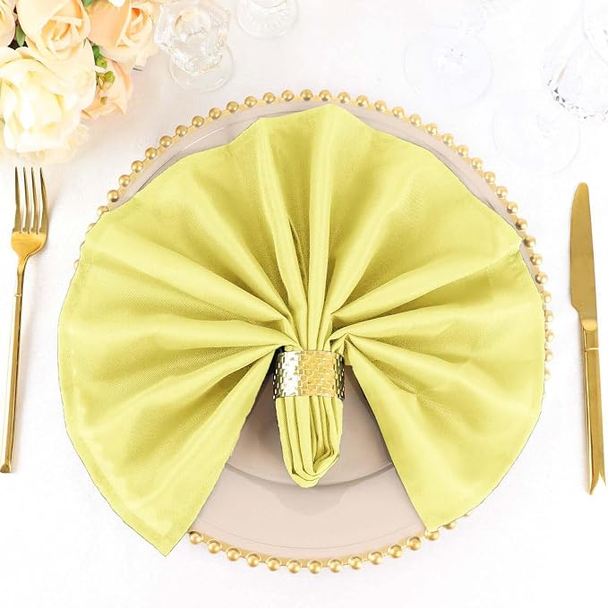 Tableclothsfactory Premium Pack of 100 Premium Yellow 20" x 20" Washable Polyester Napkins Great for Wedding Party Restaurant Dinner Parties for Party & Decorations by TABLECLOTHSFACTORY