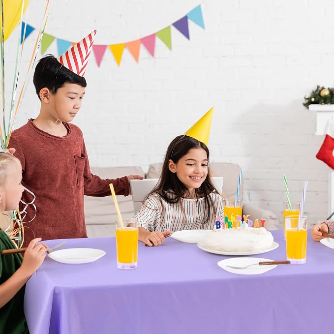 Peryiter 6 Pack Rectangular Polyester Tablecloth, Rainbow Assorted Color Washable Table Cloth, Wrinkle-Resistant, Durable Pastel Party Table Cover, Banquet Tablecloth for Weddings & Parties - Image 6