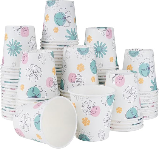 Lamosi 300 Pack 3 oz Bathroom Cups, Small Disposable Paper Mouthwash Cups | Mini Rinse Cups for Dessert, Drink and Snack, Bath, Party, Kitchen, Picnic, BBQ and Travel Use (Floral) by BuyNow