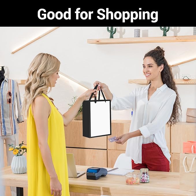 EUSOAR Paper Bags with Handles, 50pcs 7.8"x3.9"x11" Kraft Gift Wrap Bags Medium Size, Merchandise Grocery Craft Retail Shopping Wedding Birthday Holiday Party Favor Thank You Paper Bags Sacks - Image 4