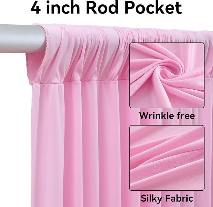 2 Panels 5x20ft Pink Ceiling Drapes for Wedding Parties, Wrinkle Free Thick Polyester 20ft Extra Long Wedding Draping Pink Ceiling Curtains Arch Drapery for Birthday Party Canopy Tent Decor - Image 2
