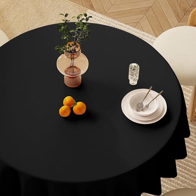 sancua 120 Inch Round Tablecloths Black (Fit 48-96 Inch Tables), 6 Pack | Circle Fabric Table Cloths for Wedding Party Reception Banquet Birthday, Washable Polyester Covers - Image 3