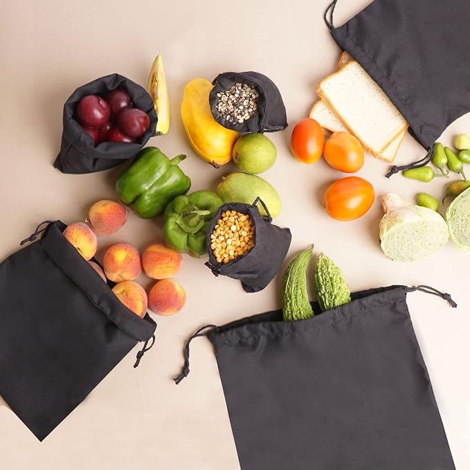 Cotton Muslin Bags, Single Drawstring Premium Quality Eco Friendly Black Reusable Muslin Bags. Pack of 100. (8x10 Inches) - Image 2