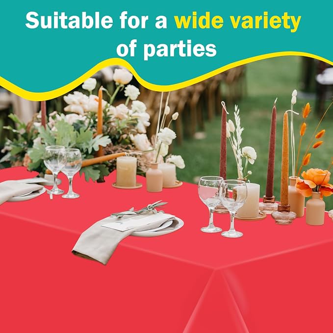 54 Inch x 300 Feet Red Plastic Tablecloth Roll Disposable Table Cloth with Cutter Box Plastic Table Cover for Party - Image 5
