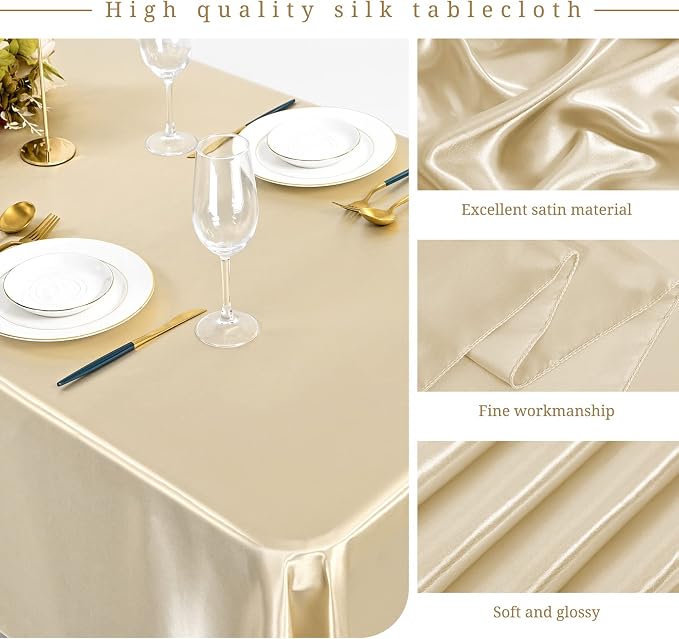 12 Pack Champagne Satin Tablecloth, 57 x 108 Inch - Image 3