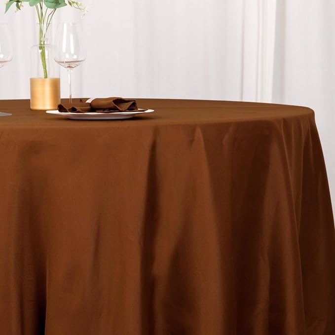 10 pcs 120 inch Cinnamon Brown Round Tablecloths Fabric Table Cover Linens | 120" Washable Fabric Table Cloth Covers for Wedding Party Polyester Reception Buffet Events Catering Dining Events Kitchen - Image 5
