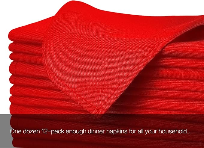 Surmente 20-Inch Polyester Cloth Napkins Linen Dinner Napkins - Set of 12 for Weddings, Banquets, or Restaurants (1-Dozen) (red) (Pack of 5) - Image 4