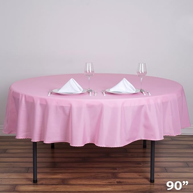 Balsa Circle 6 pcs 90 inch Pink Round Washable Polyester Easy-Care Tablecloth for Indoor and Outdoor Bridal Shower Wedding Table Buffet Table Parties Kitchen Dining - Image 5