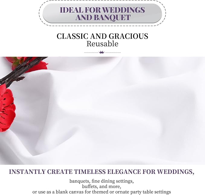 fani 10 Packs White Round Tablecloth - 90 Inch, Polyester | Table Cloth for Round Tables, Washable Fabric, TableCovers for Wedding, Party, Banquet, Dining Tables, Camping - Image 3