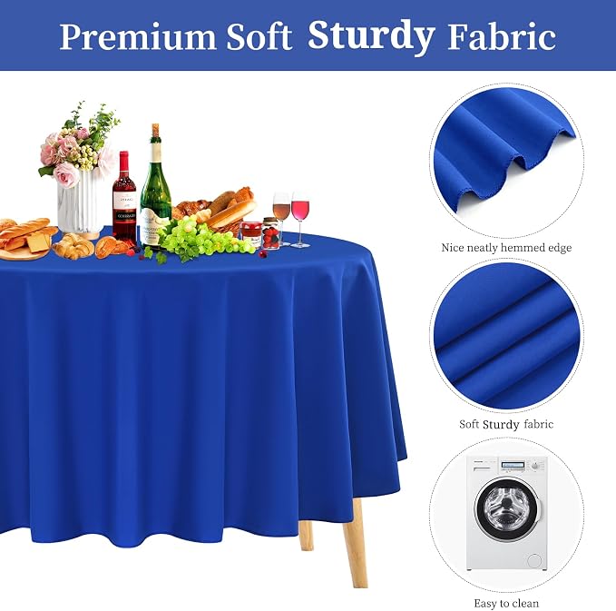 Pesonlook 12 Pack Royal Blue Round Tablecloth 90 Inch Circular Tablecloth | Reusable Washable Polyester Fabric Round Table Cover Royal Blue Tablecloth for Wedding/Party/Banquet - Image 4