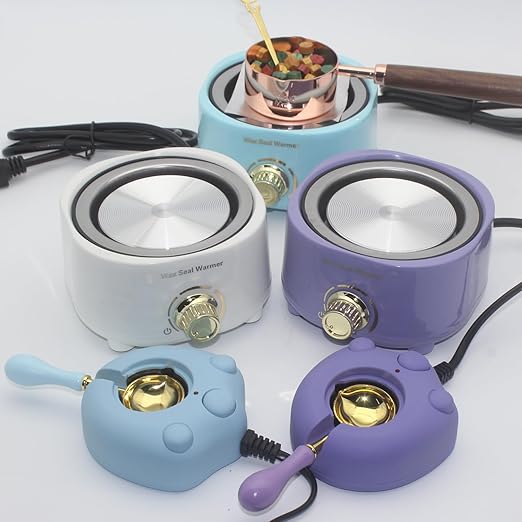 Electric Wax Seal Warmer, Andotopee Wax Sealing Melter with 2pcs Spoons, Tweezers, Stir Pin, Great Melting Furnace Kit Fast Melting WaxSeal Bedas for Envelope Stamp Seals Craft, Purple