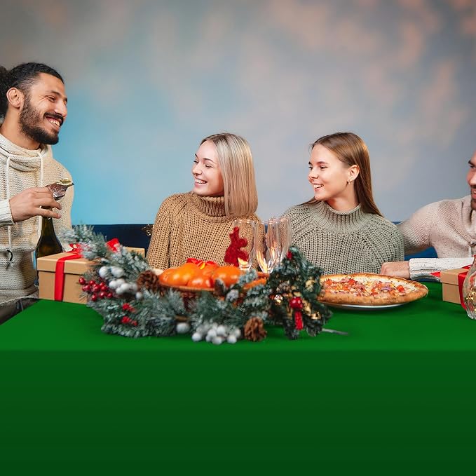 MASHAN 12 Pack Christmas Tablecloth Bulk, Red White Green Disposable Tablecloths, Rectangle Italy Theme Table Covers for Christmas Family Gathering Dining and Italian Party Decoration,54 x 108 Inch - Image 8