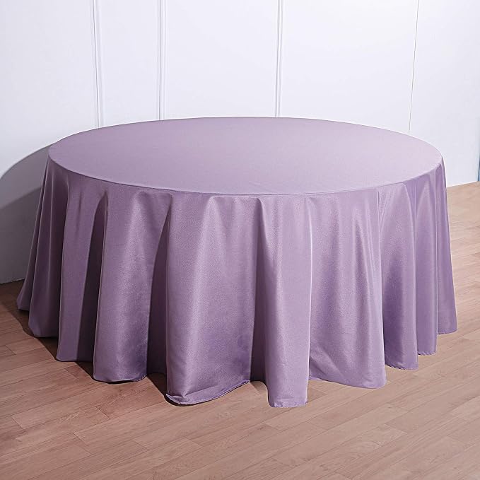 10 pcs 132 inch Violet Amethyst Round Polyester Tablecloths Fabric Table Cover Linens | 132" Washable Fabric Table Cloth Covers for Wedding Party Polyester Reception Buffet Events Catering Dining - Image 5