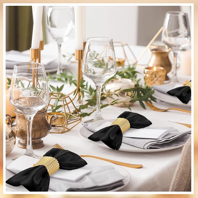 150 Pcs Satin Napkin Bulk 17 x 17 Inch Square Silk Table Napkin Soft Dinner Napkins Decor Elegant Satin Weddings Party Napkin for Wedding Parties Banquet Restaurant Decoration Supplies (Black) - Image 4