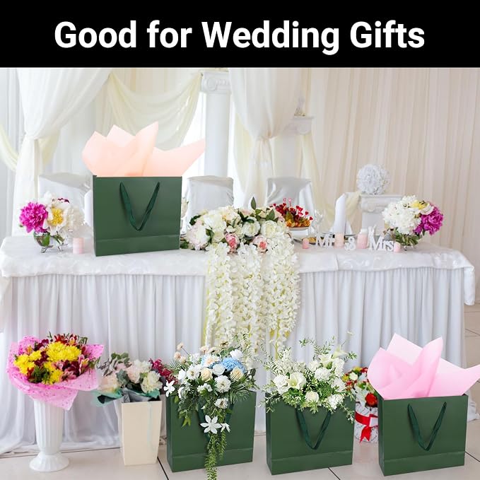 EUSOAR Paper Gift Bags, 20pcs 12.5"x4.5"x11" Green Kraft Gift Wrap Bags with Handles, Merchandise Retail Paper Shopping Wrapping Bags for Business, Craft Grocery, Boutique, Party Favor, Wedding - Image 6
