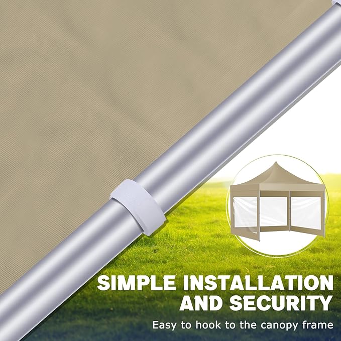 3 Pcs Clear Canopy Sidewalls with Black Storage Bag Window Sidewall for 10 x 10 Inch Tent Waterproof Shade Wall, Sunwalls Only, Canopy Tent Not Included, No Zipper(Khaki)