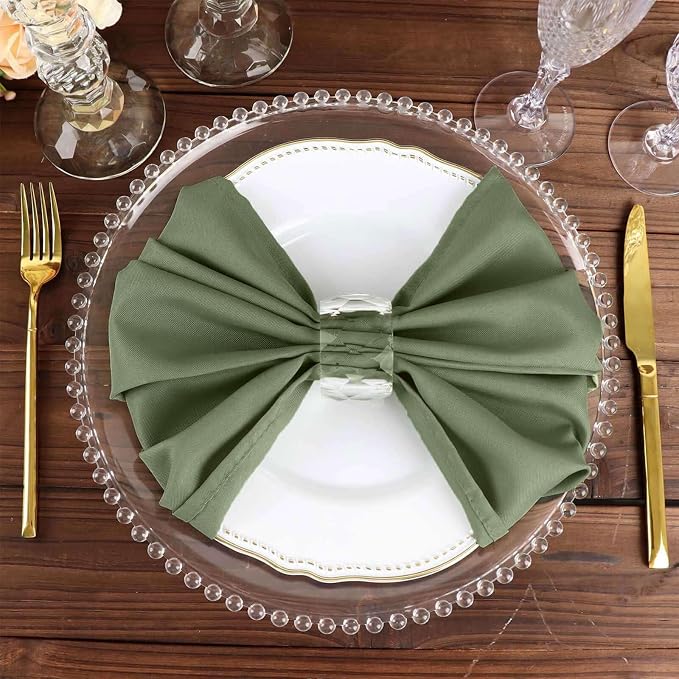 Tableclothsfactory Premium Pack of 25 | Premium Eucalyptus Sage Green 20" x 20" Washable Polyester Napkins Great for Wedding Party Restaurant Dinner Parties for Party & Decorations - Image 5