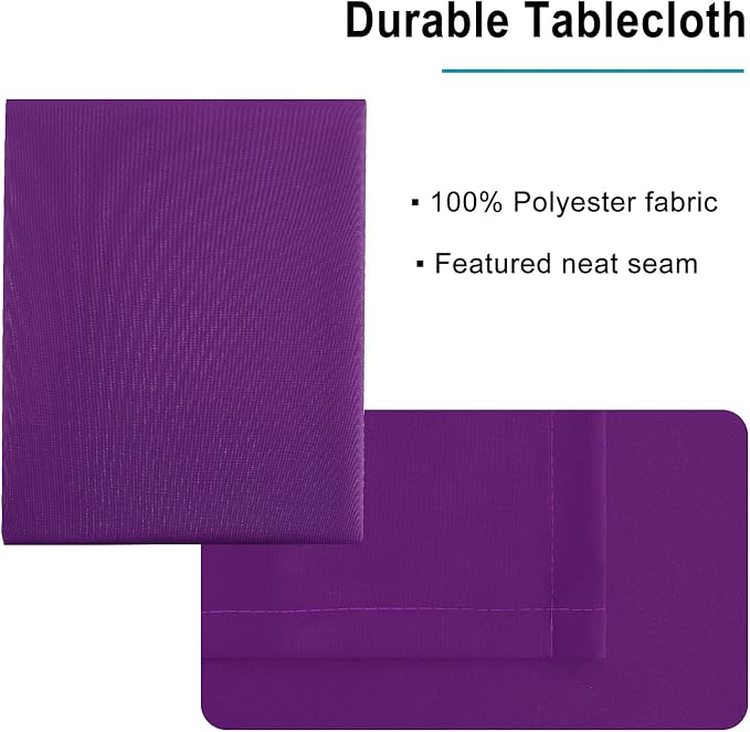 Hiasan Royal Purple Waterproof Tablecloth Rectangle, 60 x 140 Inch, 1 Pack | Wrinkle Resistant, Washable Fabric Table Cloth for Dining Room Kitchen/Halloween/Birthday/Party/Banquet/Outdoor Use - Image 4