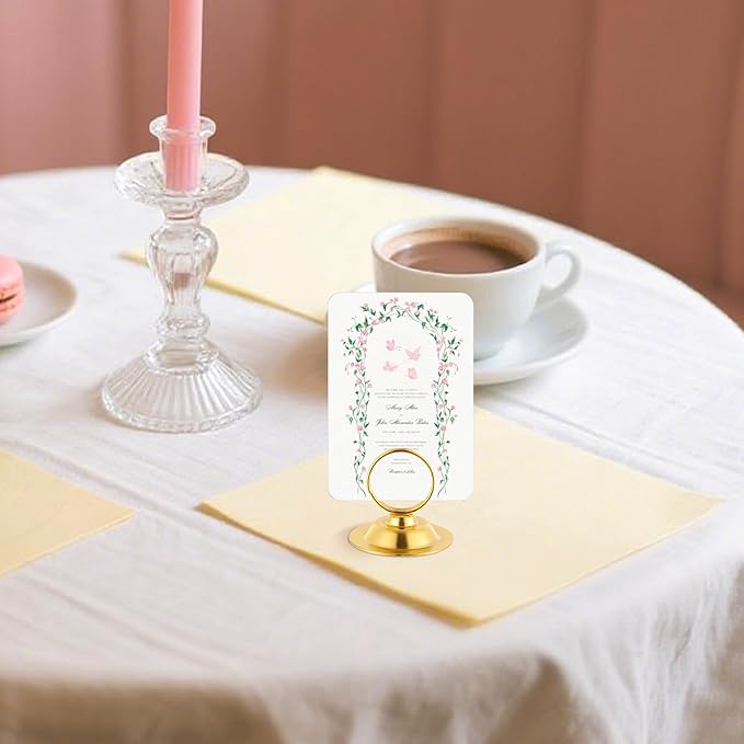 Urban Deco 16 PK Table Card Holder Place Card Holders Steel Card Holders for Photos, Food Signs, Memo Notes, Weddings, Restaurants, Birthday（Gold）