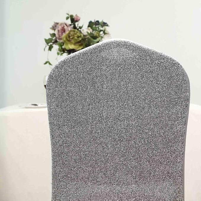 Tableclothsfactory 40 PCS Silver Spandex Stretch Banquet Chair Cover with Metallic Glitte Dinning Event Slipcover for Wedding Party - Image 4