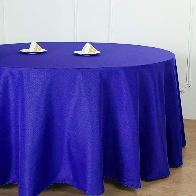 10 pcs 132 inch Royal Blue Round Polyester Tablecloths Fabric Table Cover Linens | 132" Washable Fabric Table Cloth Covers for Wedding Party Polyester Reception Buffet Events Catering Dining Kitchen - Image 6