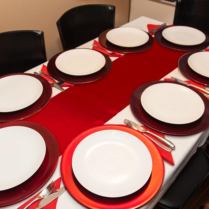 24 Pcs Red Satin Table Runners Bulk, 12 x 108 Inch | Runners for Table, Smooth Fabric Tablecloth, Wedding Banquet, Birthday Party, Fall Decorations, Halloween Christmas Party - Image 6